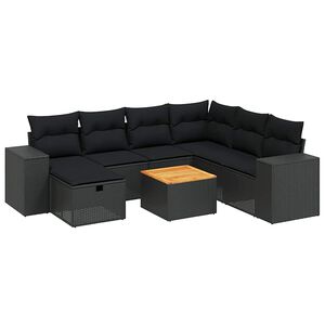 vidaXL Salon de jardin 8 pcs avec coussins noir r&eacute;sine tress&eacute;e