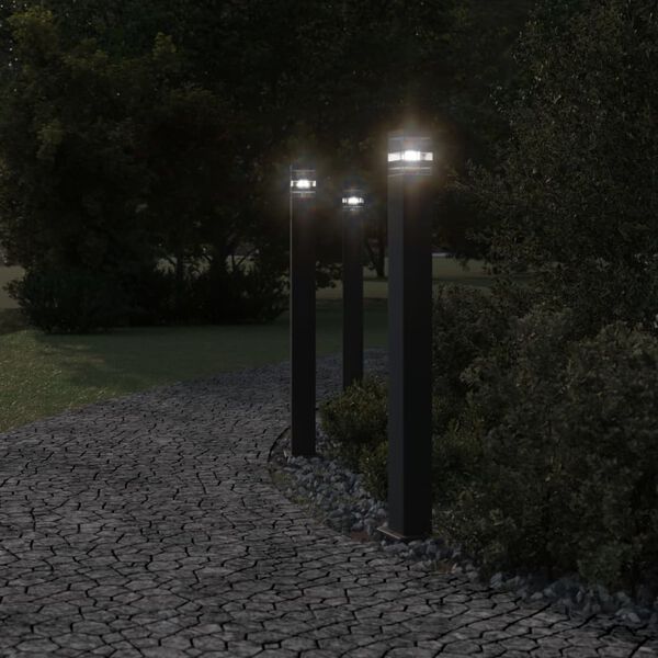 vidaXL Lampadaires d'ext&eacute;rieur 3 pcs noir 110 cm aluminium