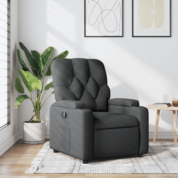 vidaXL Fauteuil inclinable en tissu gris foncé