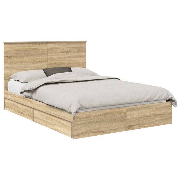 vidaXL Lit de Rangement Ch&ecirc;ne Sonoma 140 x 200 cm Bois d'ing&eacute;nierie
