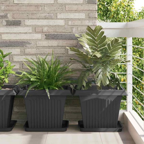 vidaXL Pot de Fleurs Carr&eacute; 24 pcs Noir 43 x 43 x 33,5 cm Plastique
