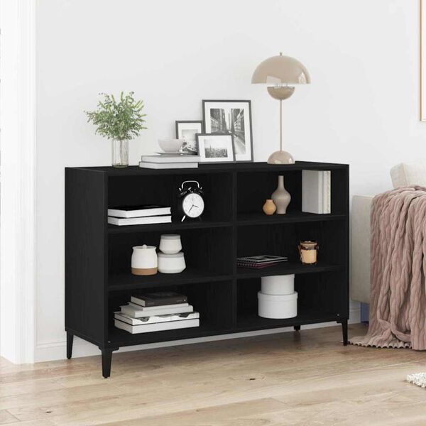 vidaXL Buffet Ch&ecirc;ne noir 103,5 x 35 x 70 cm Bois d'ing&eacute;nierie