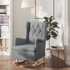 vidaXL Fauteuil avec pieds &agrave; bascule en bois d'h&eacute;v&eacute;a Gris clair Tissu