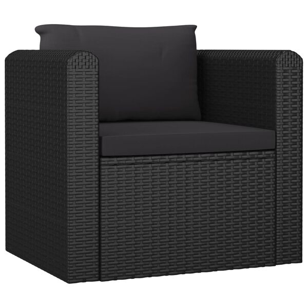 vidaXL Salon de jardin 10 pcs avec coussins R&eacute;sine tress&eacute;e Noir