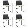 vidaXL Chaises de jardin lot de 4 avec coussins noir r&eacute;sine tress&eacute;e