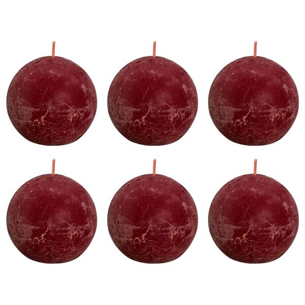 Bolsius Bougies boule rustiques Shine 6 pcs 76x71 mm Rouge velours