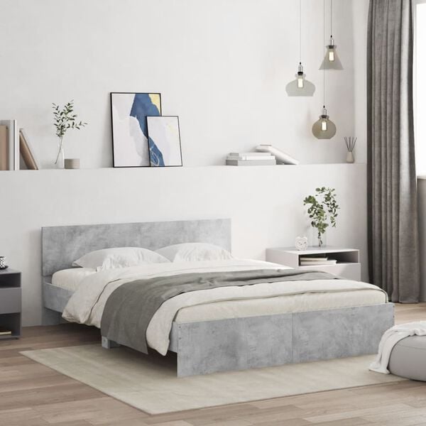 vidaXL Cadre de lit sans matelas gris b&eacute;ton 150x200 cm