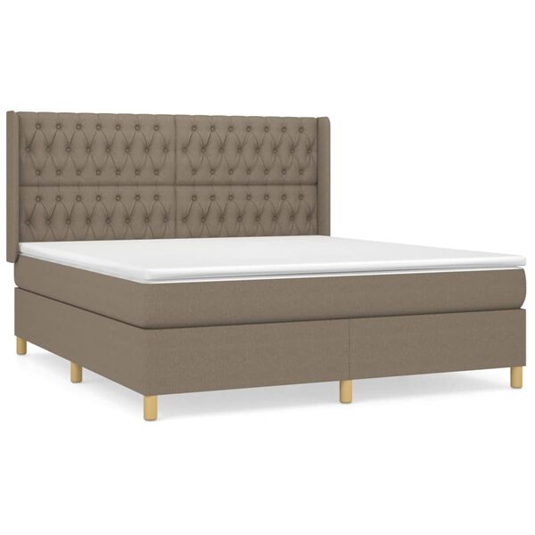 vidaXL Sommier &agrave; lattes de lit avec matelas Taupe 180x200 cm Tissu