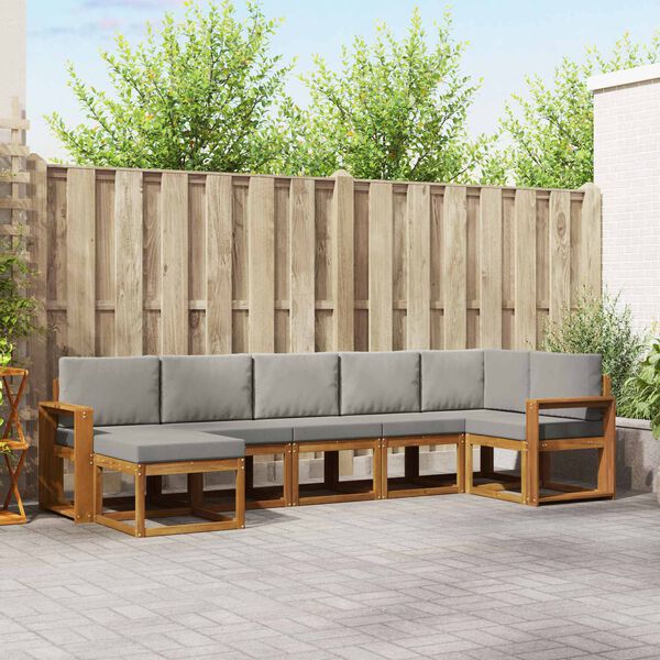 vidaXL Ensemble de canap&eacute;s d'ext&eacute;rieur 7 pcs Gris Naturel et Clair