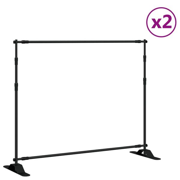 vidaXL Supports de toile de fond 2 pcs noir 254x243 cm acier