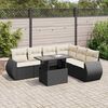 vidaXL Salon de jardin 7 pcs avec coussins noir r&eacute;sine tress&eacute;e
