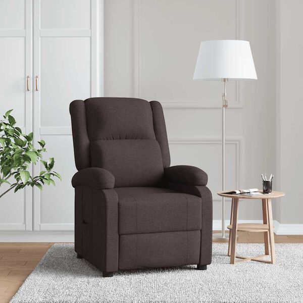 vidaXL Fauteuil inclinable Marron fonc&eacute; Tissu