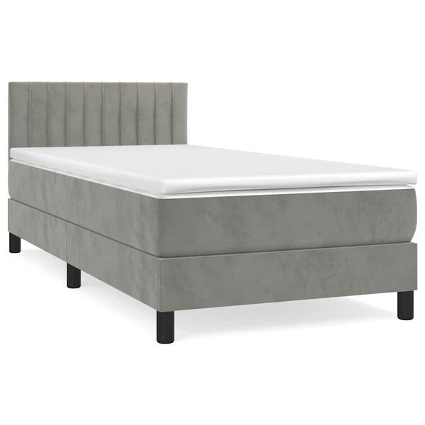 vidaXL Sommier &agrave; lattes de lit et matelas Gris clair 80x200 cm Velours