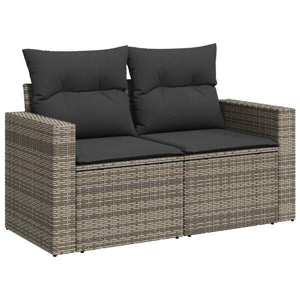 vidaXL Salon de jardin 11 pcs avec coussins gris r&eacute;sine tress&eacute;e
