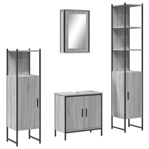vidaXL Ensemble de meubles de salle de bain 4 pcs Sonoma gris