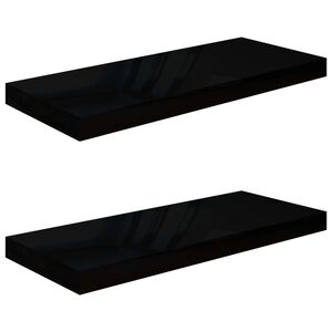 vidaXL &Eacute;tag&egrave;re murale flottante 2 pcs Noir brillant 60x23,5x3,8 cm MDF