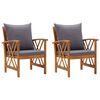 vidaXL Chaises de jardin avec coussins lot de 2 Bois d'acacia massif
