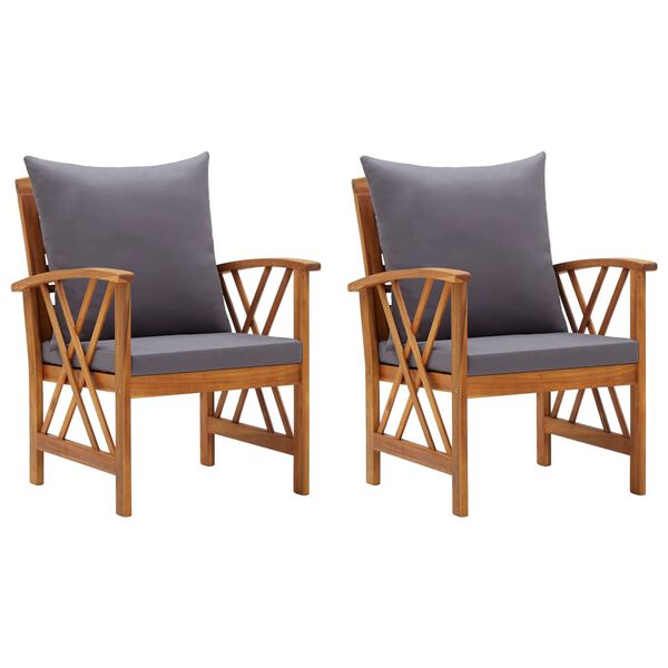 vidaXL Chaises de jardin avec coussins lot de 2 Bois d'acacia massif
