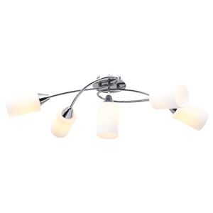 vidaXL Plafonnier avec abat-jour en verre 5 ampoules E14 Blanc C&ocirc;ne