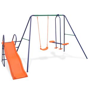 vidaXL Ensemble de balan&ccedil;oire avec toboggan et 3 si&egrave;ges Orange