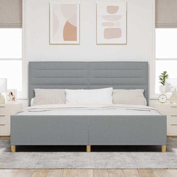 vidaXL Cadre de lit avec t&ecirc;te de lit Gris clair 200 x 200 cm tissu