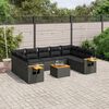 vidaXL Salon de jardin 10 pcs avec coussins noir r&eacute;sine tress&eacute;e