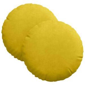 vidaXL Coussins de si&egrave;ge 2 pc Velours Jaune &Oslash;30 x 13 cm