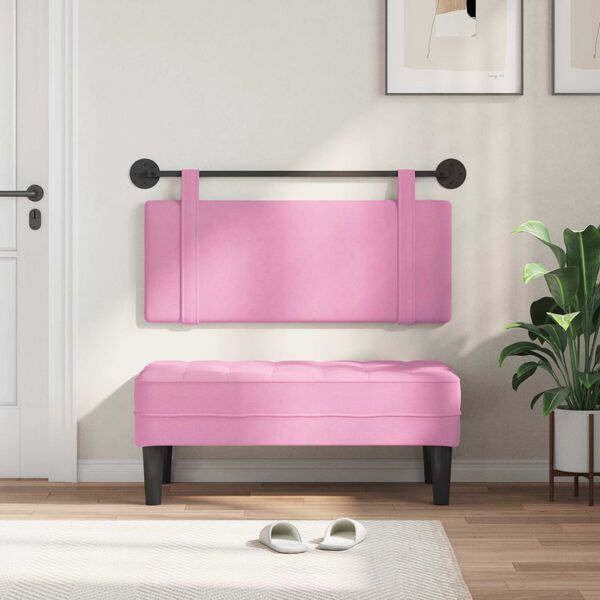 vidaXL T&ecirc;te de lit suspendue Montage mural Rose 110 x 55 x 5 cm tissu