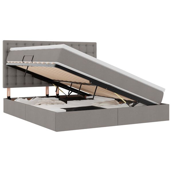 vidaXL Lit avec rangement et LED avec LED Taupe 180 x 200 cm Polyester