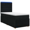 vidaXL Lit boxspring LED avec matelas Noir 90 x 190 cm Tissu