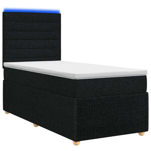 vidaXL Lit boxspring LED avec matelas Noir 90 x 190 cm Tissu