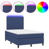 vidaXL Sommier &agrave; lattes de lit et matelas et LED Bleu 120x200 cm Tissu