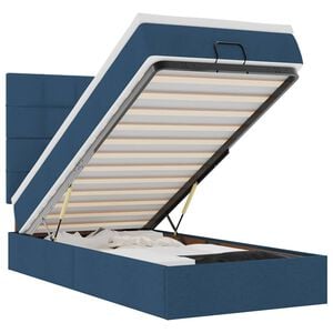 vidaXL Cadre de lit ottoman avec matelas bleu 90x190 cm tissu