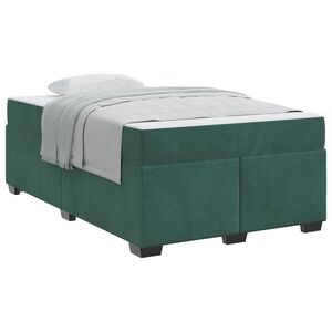 vidaXL Cadre de lit avec matelas Vert fonc&eacute; 120 x 200 cm tissu