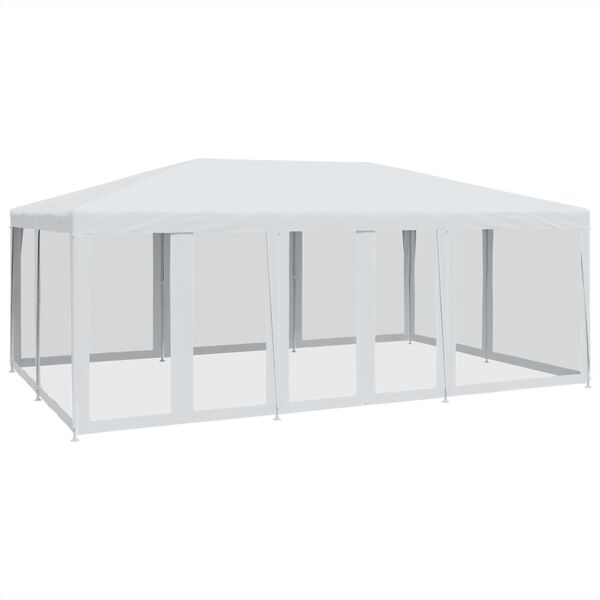 vidaXL Tente de f&ecirc;te avec 10parois lat&eacute;rales en maille blanc 6x4m PEHD