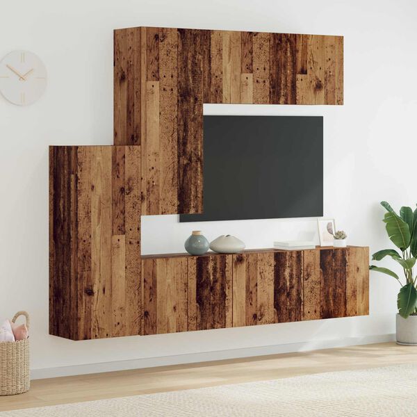 vidaXL Unit&eacute; murale de TV 5 pcs Bois Ancien Bois d'ing&eacute;nierie