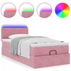 vidaXL Cadre de lit ottoman avec matelas rose 90x190 cm velours
