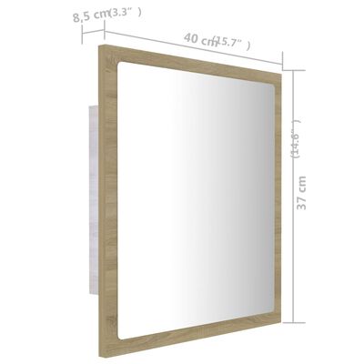 vidaXL Miroir LED de salle de bain Chêne sonoma 40x8,5x37 cm Aggloméré
