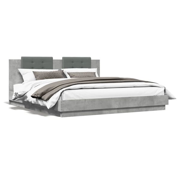 vidaXL Cadre de lit sans matelas gris b&eacute;ton 160x200 cm