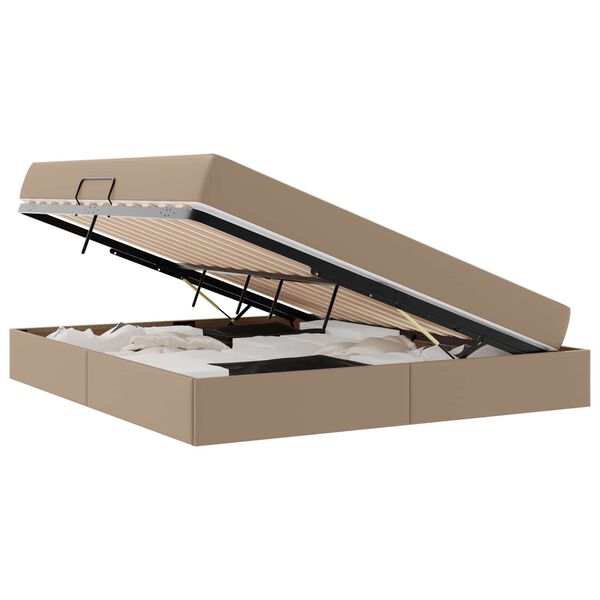 vidaXL Lit avec rangement et matelas 2 pcs Cappuccino Cuir