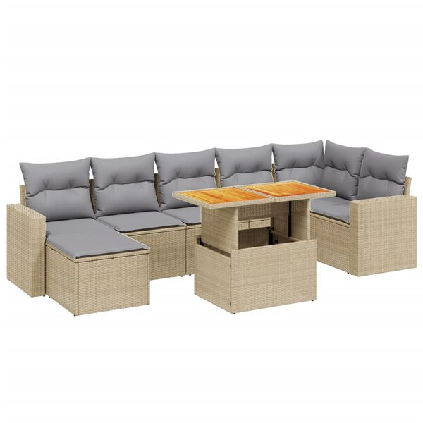 vidaXL Salon de jardin avec coussins 8 pcs beige r&eacute;sine tress&eacute;e