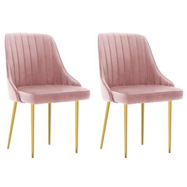 vidaXL Chaises &agrave; manger lot de 2 rose velours