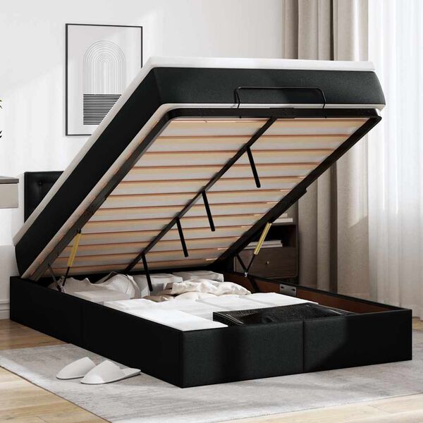 VidaXL Cadre de lit ottoman avec matelas noir 120x200 cm similicuir