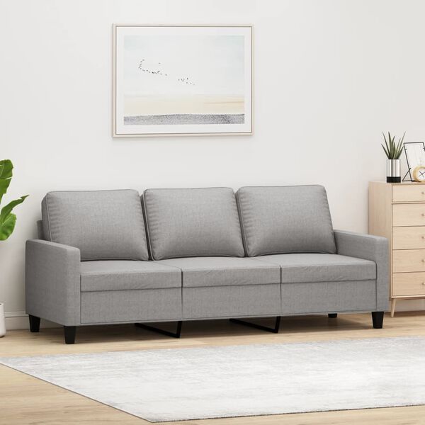 vidaXL Canap&eacute; &agrave; 3 places Gris clair 180 cm Tissu