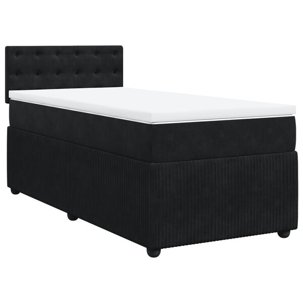vidaXL Sommier &agrave; lattes de lit avec matelas Noir 90x190 cm Velours