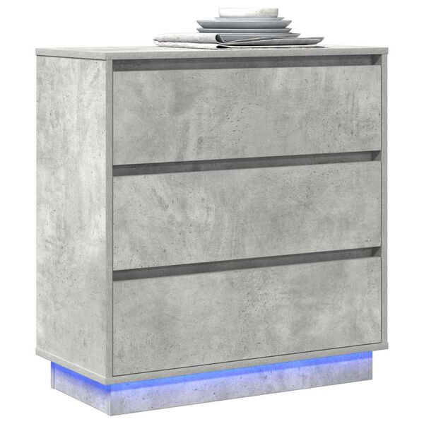vidaXL Cabinet de chevet avec tiroir Gris b&eacute;ton 71 x 34,5 x 75 cm