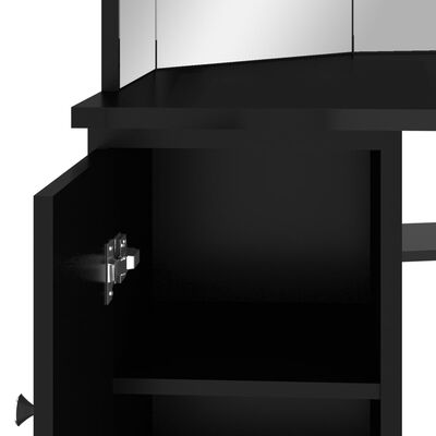 vidaXL Coiffeuse d'angle avec LED Noir 111x54x141,5 cm