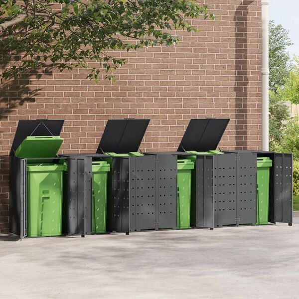 vidaXL Rangement &agrave; roulettes pour poubelles pour 6 bacs anthracite