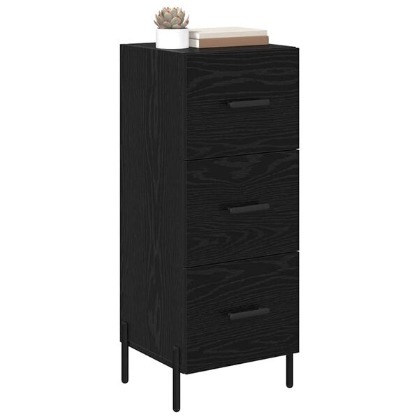 vidaXL Buffet Ch&ecirc;ne noir 34 x 34,5 x 90 cm Bois d'ing&eacute;nierie