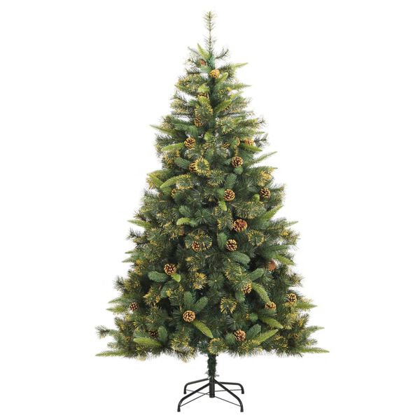 vidaXL Sapin de No&euml;l artificiel articul&eacute; avec pommes de pin 210 cm